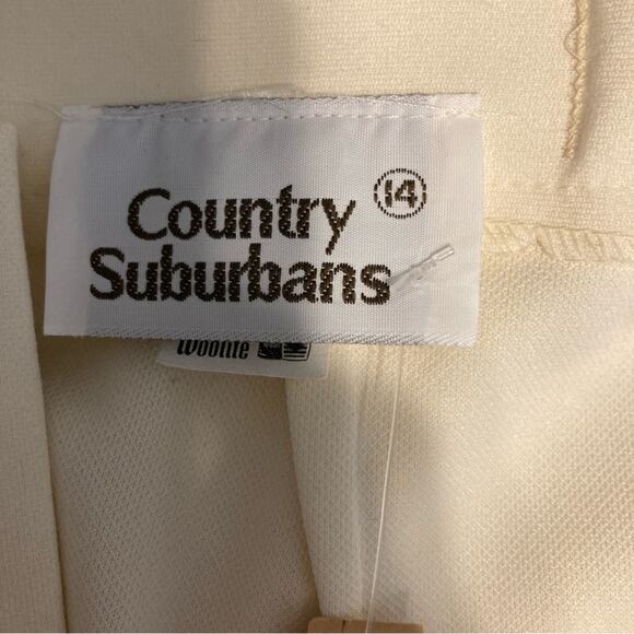 NWT Vintage Country Suburbans Ivory White Knee Length A-Line Back Slit Skirt - Picture 12 of 16